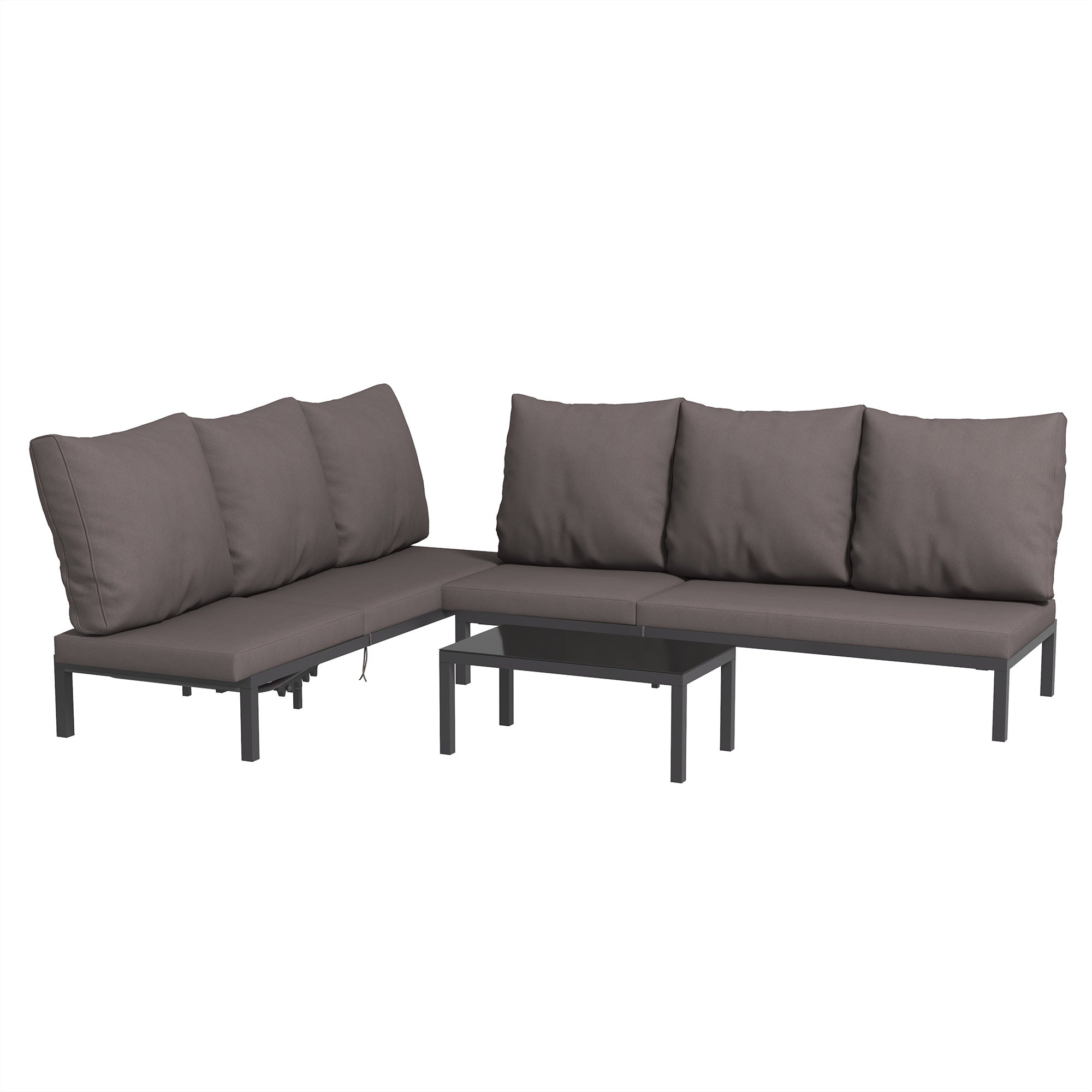 Outsunny Three-Piece Aluminium Lounger Set, with Reclining Backs