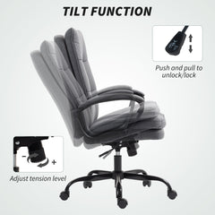 HOMCOM Double Padded Linen-Look Office Chair - Charcoal Grey