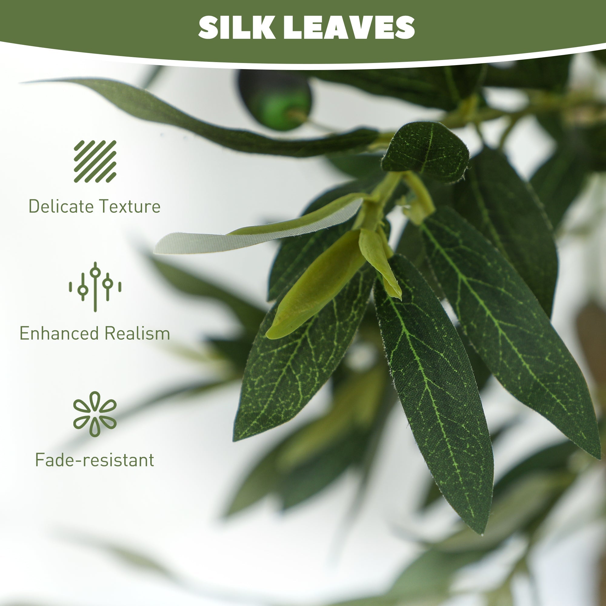 HOMCOM Set of Two Silk Leaf Artificial Olive Trees