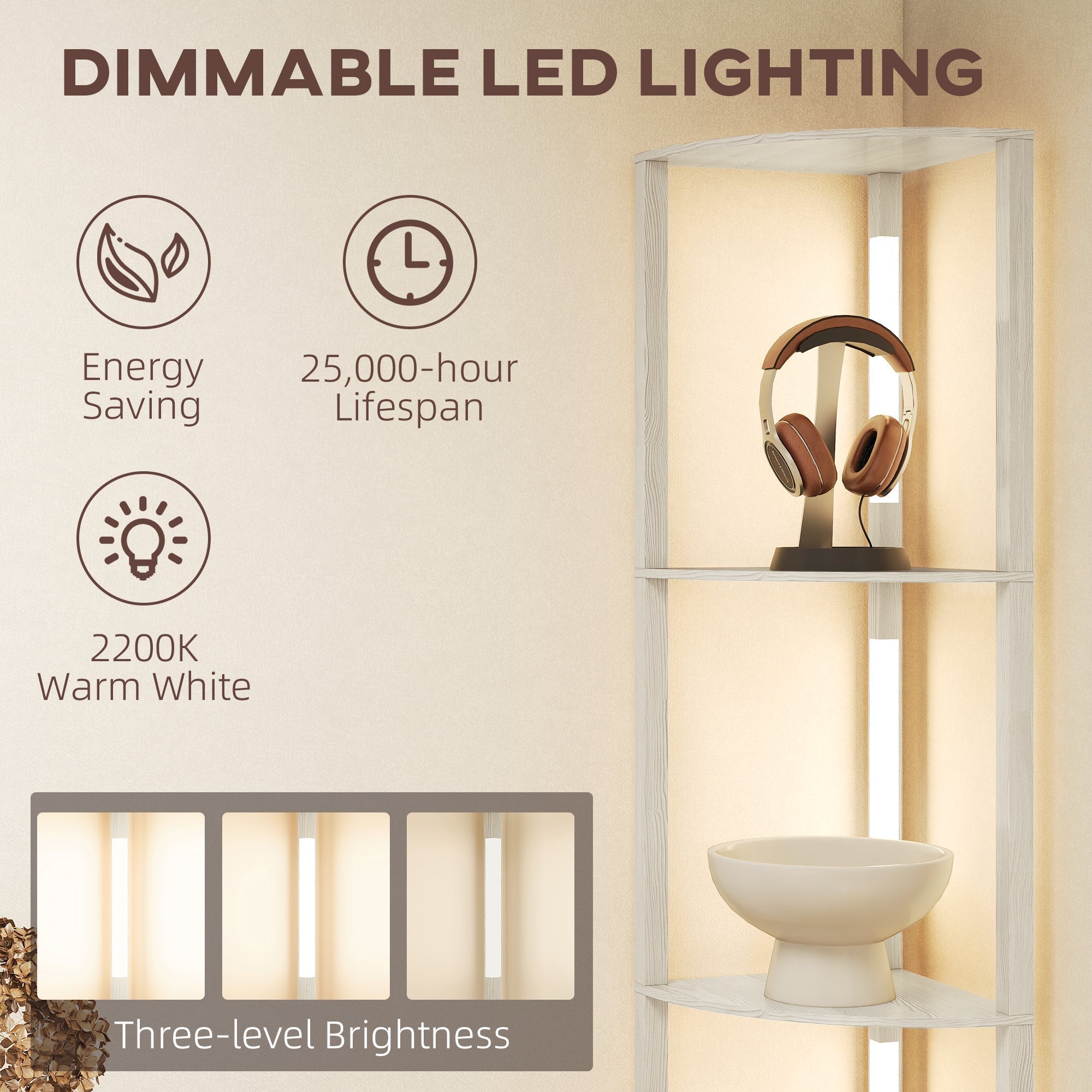 HOMCOM Three-Tier Corner Floor Lamp