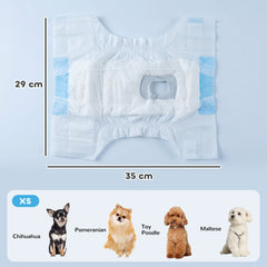 PawHut Disposable Dog Diapers Female Incontinence or Excitable Urination and Training 48 Count, XS, 15-33 cm