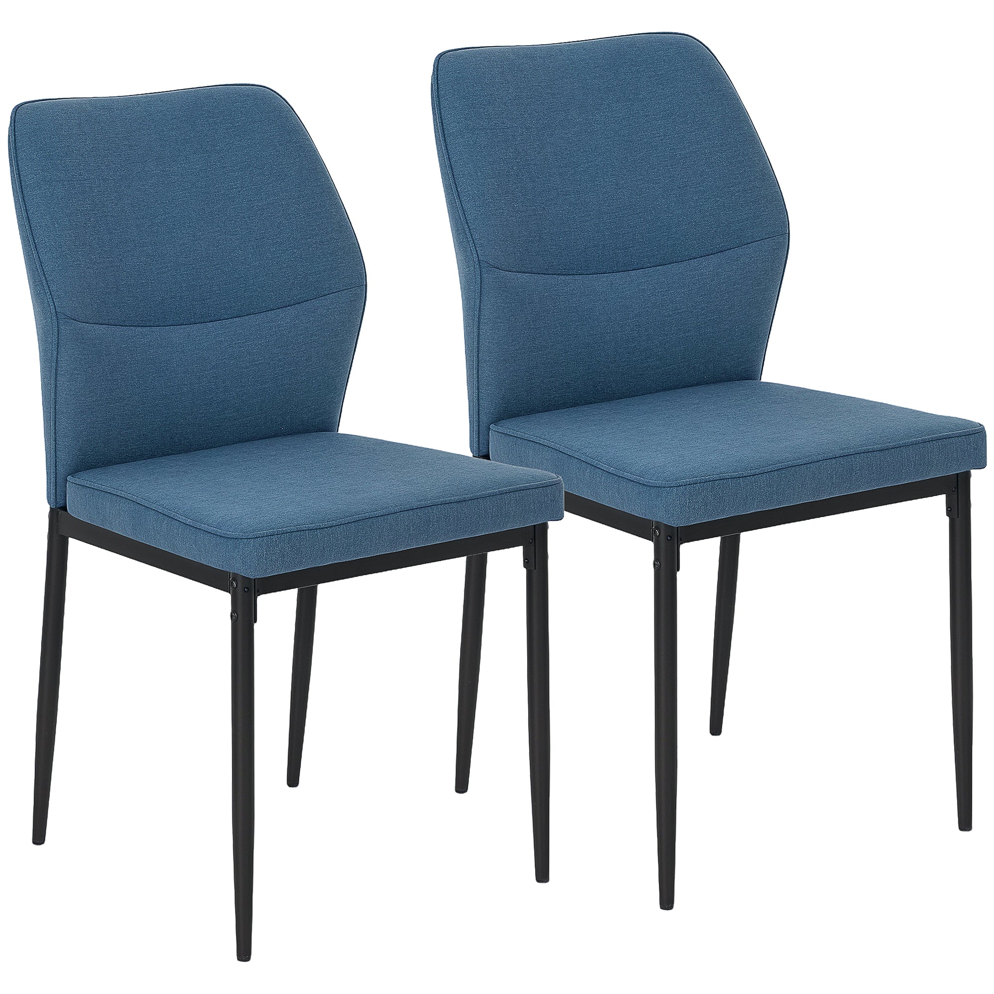 HOMCOM Velvet Dining Chairs Set of 2, Modern Upholstered Kitchen Chairs with Metal Legs, Curved Back and Padded Seat, Armless Side Chairs for Dining Room, Bedroom, Living Room, Blue