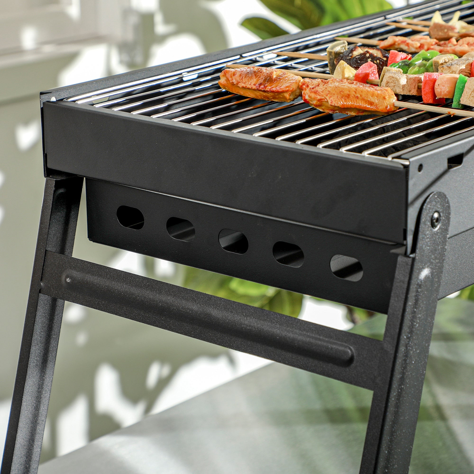 Outsunny Foldable Charcoal Grill - Black
