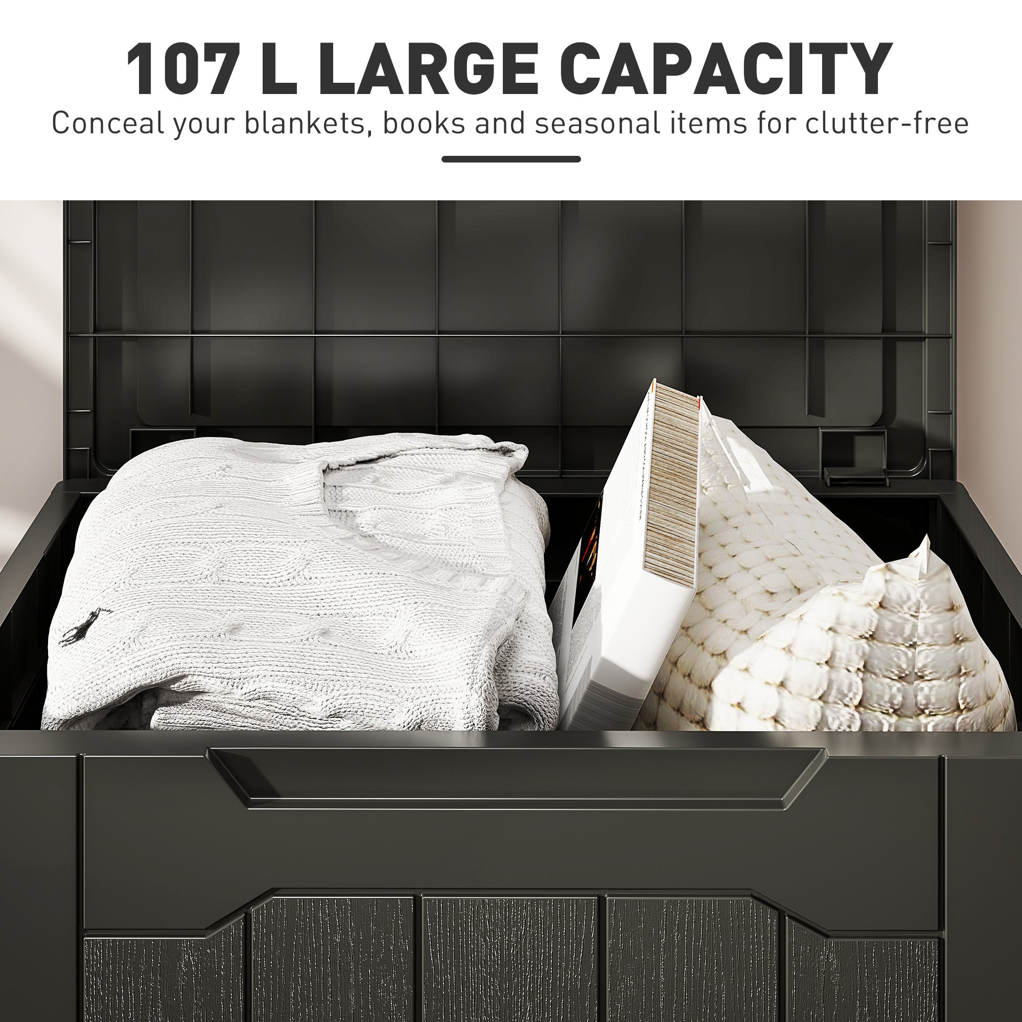 HOMCOM 107 L Plastic Storage Chest with Lid - Charcoal Grey