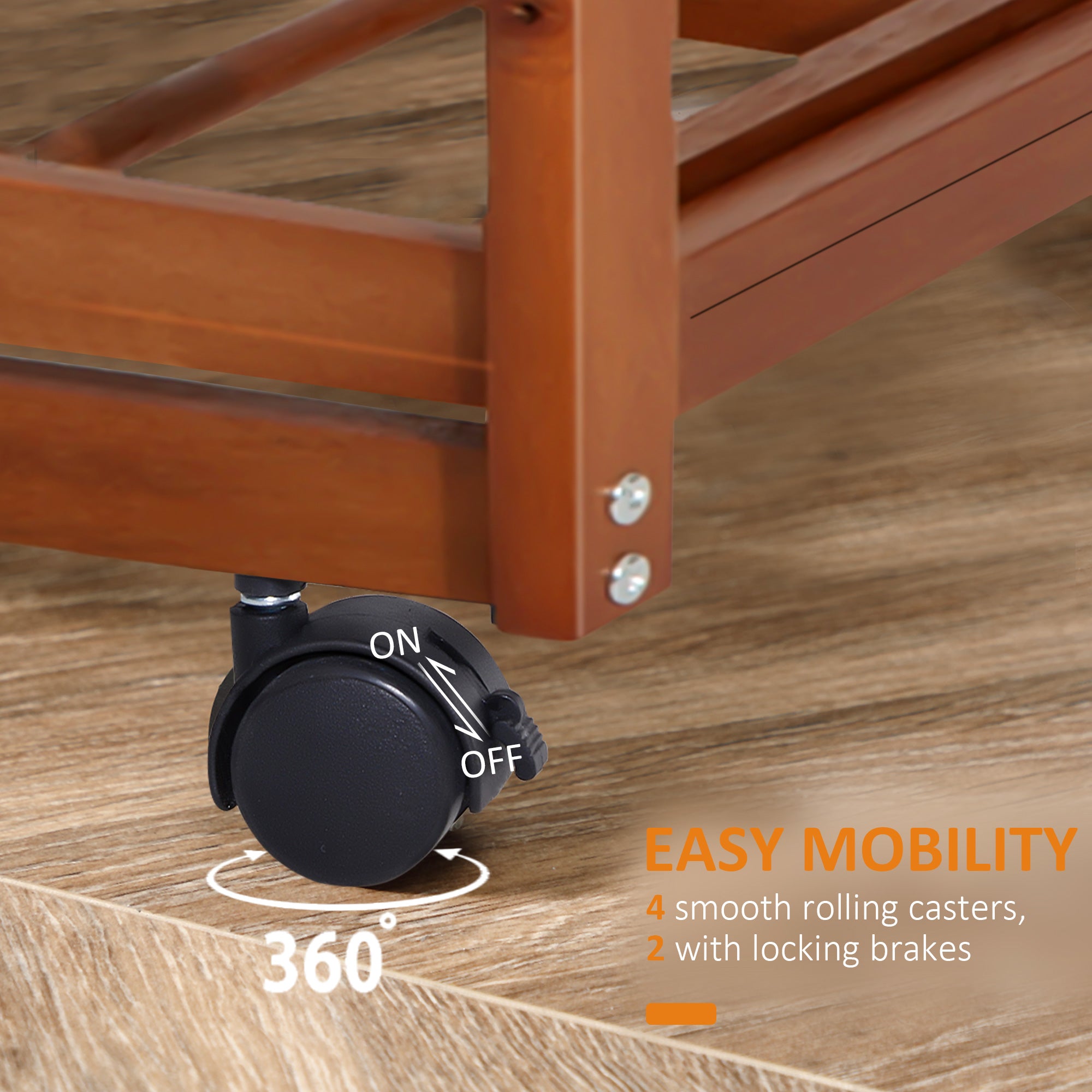 HOMCOM Rolling Kitchen Island Trolley Cart Drawer Shelves Basket Wheels W/ 6 Bottle Wine Rack, Honey Colour