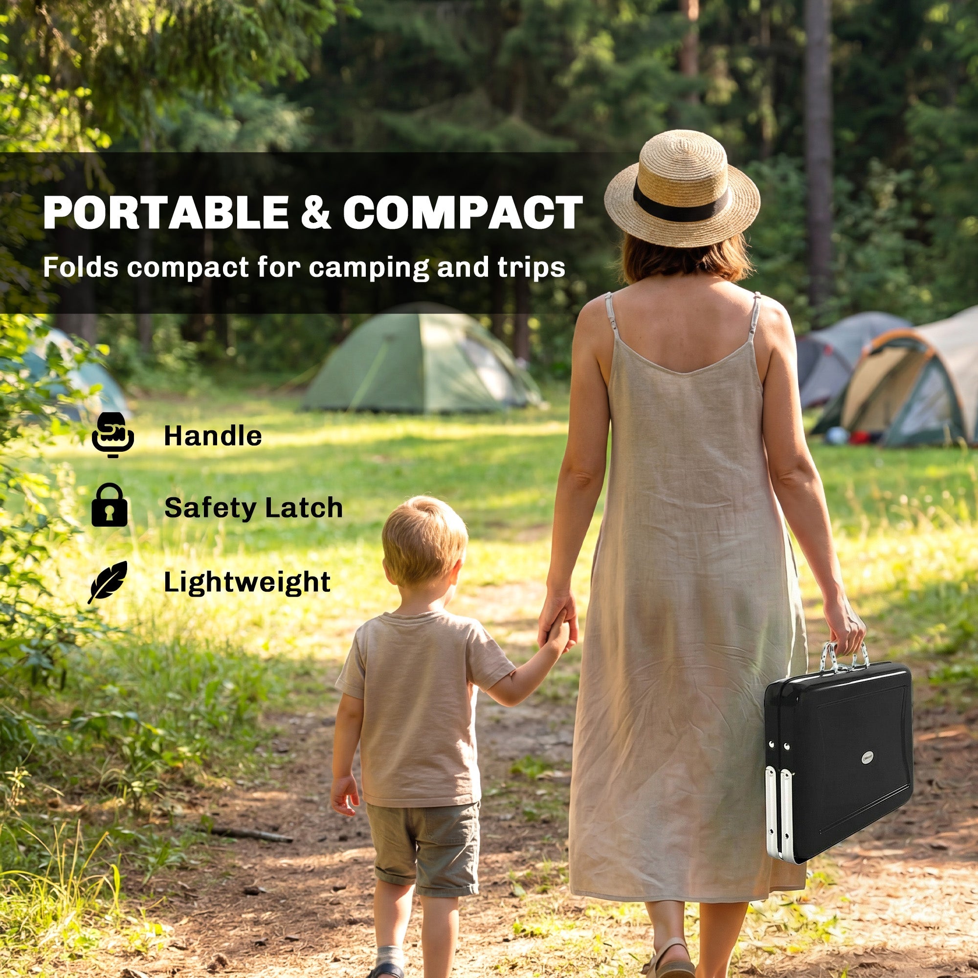 Outsunny Charcoal BBQ Grill Portable Stainless Steel Barbecue with Tilting Grate for Camping Picnic Garden Black