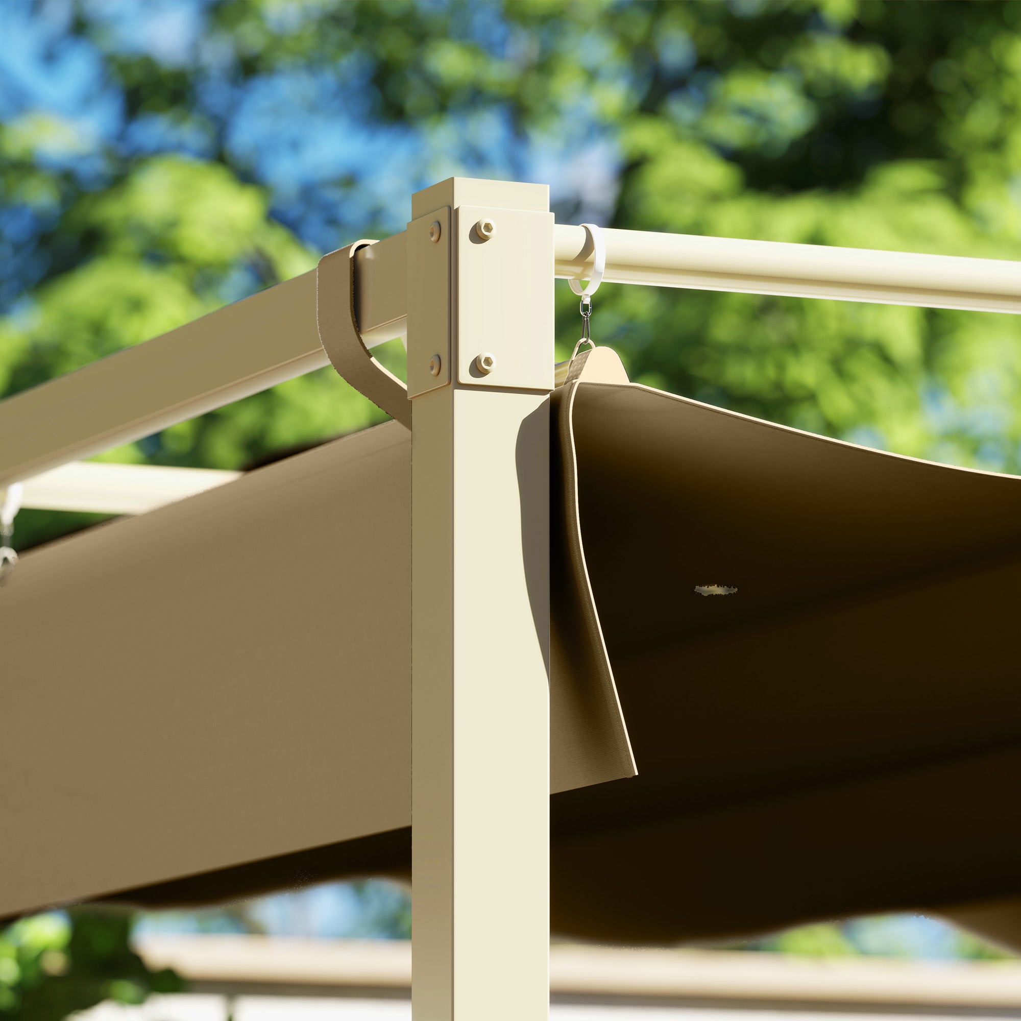 Outsunny 3 x 3m Retractable Roof Metal Pergola - Black