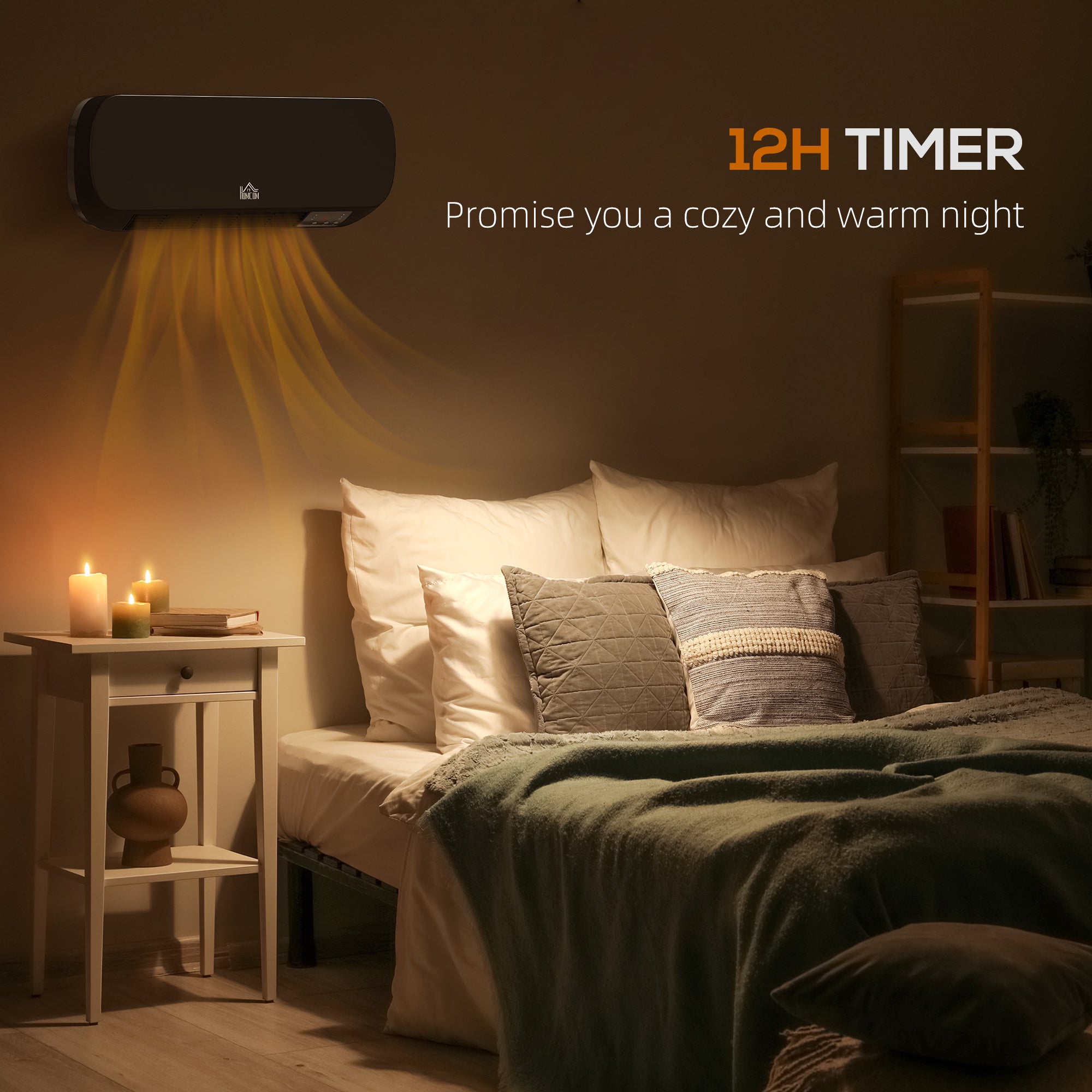 HOMCOM 2000W Wall Mounted Ceramic Space Heater, 10-49√Ç¬∞C Temperature, Black