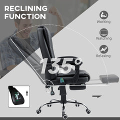 Vinsetto Office Chair with 6 Point Massage and Back Heat, PU Desk Chair with Footrest Adjustable Height and Swivel Wheels, Back Reclining, Black