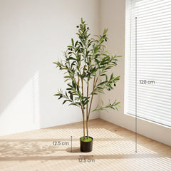 HOMCOM Decorative Artificial Plant, 120 cm Silk Olive Tree with 303 Leaves in Cement Pot, Fake Plant