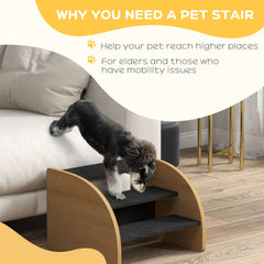 PawHut Dog Steps for Sofa and Bed, 3-Step Dog Stairs, Pet Stairs with Side Panels, Non-Slip Feet for Small Puppies