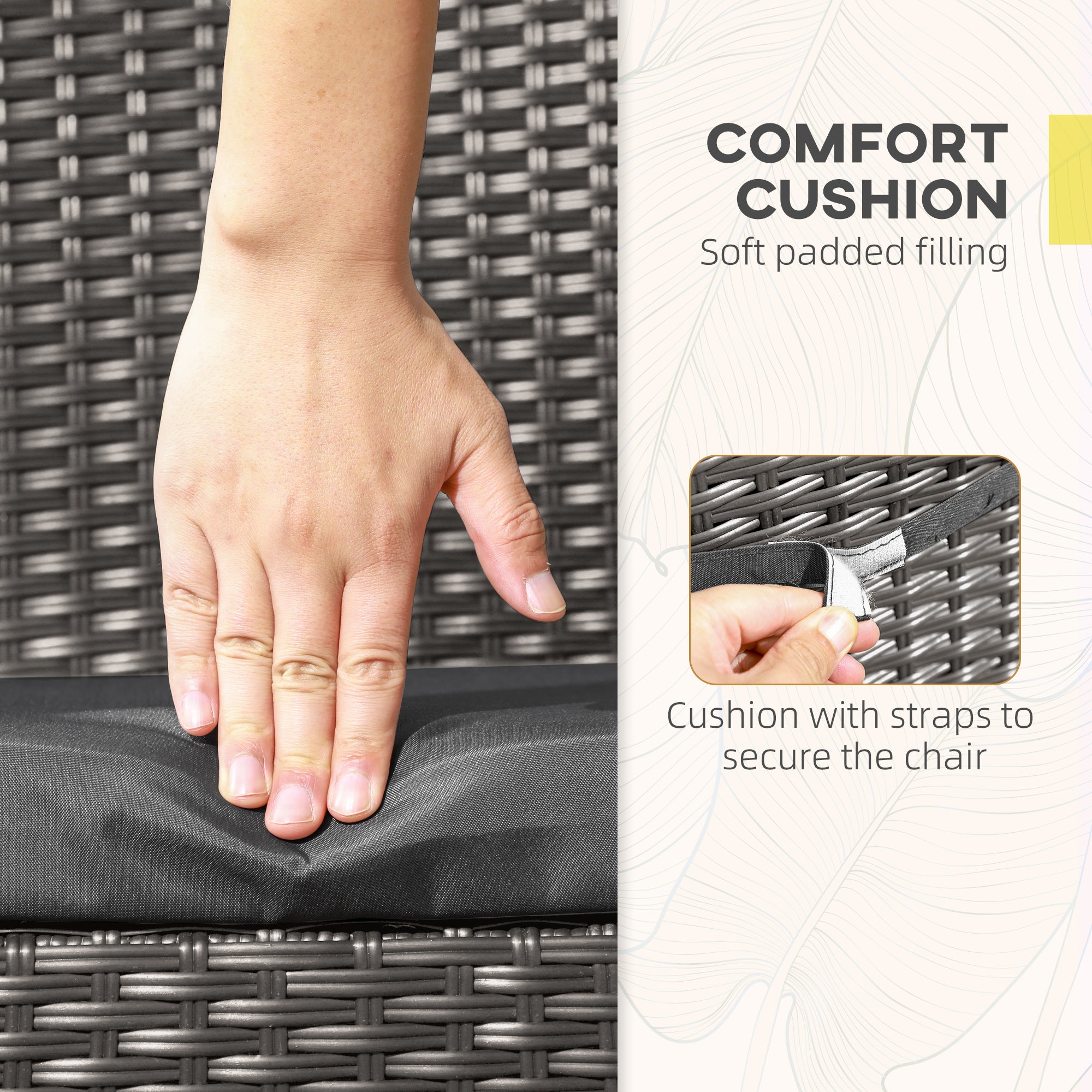 Outsunny Set of Two Armless Rattan Garden Chairs - Dark Grey