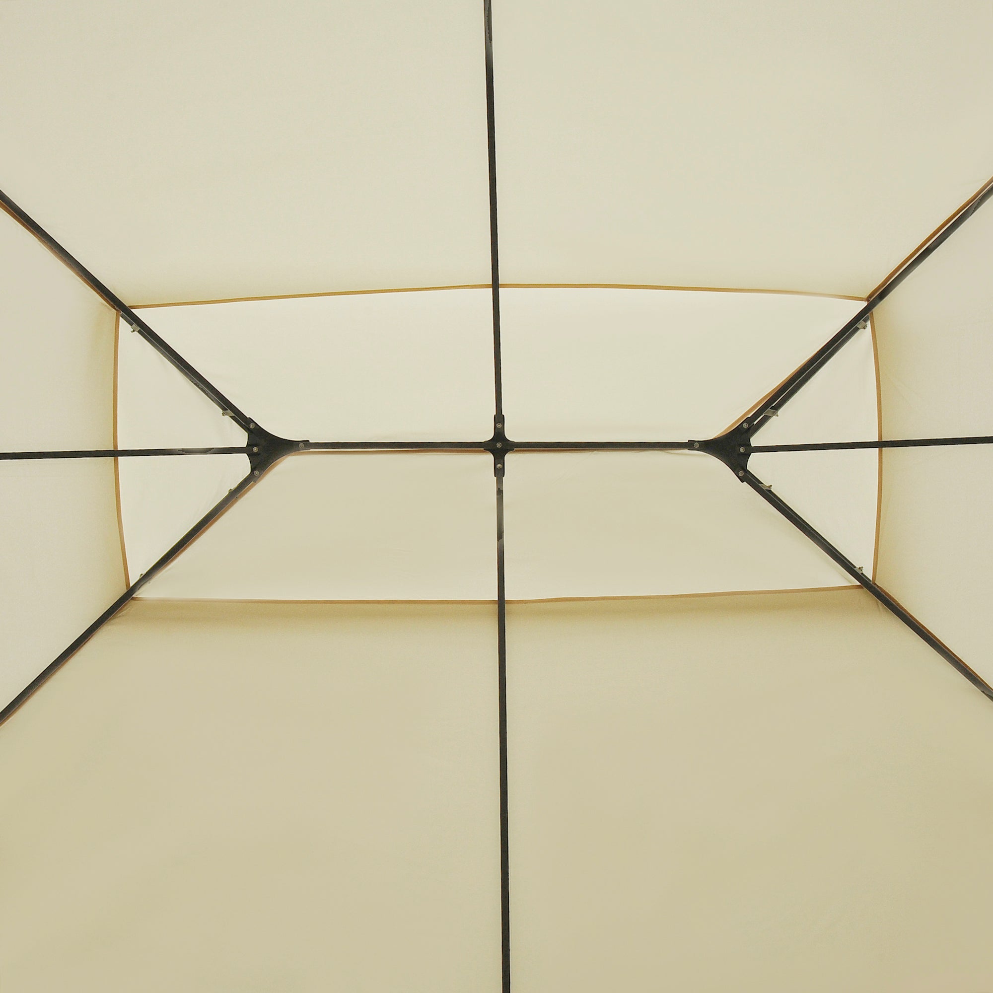 Outsunny 4m x 3(m)Garden Gazebo, Double Roof Outdoor Gazebo Canopy Shelter with Curtains, Solid Steel Frame for Lawn and Deck, Beige