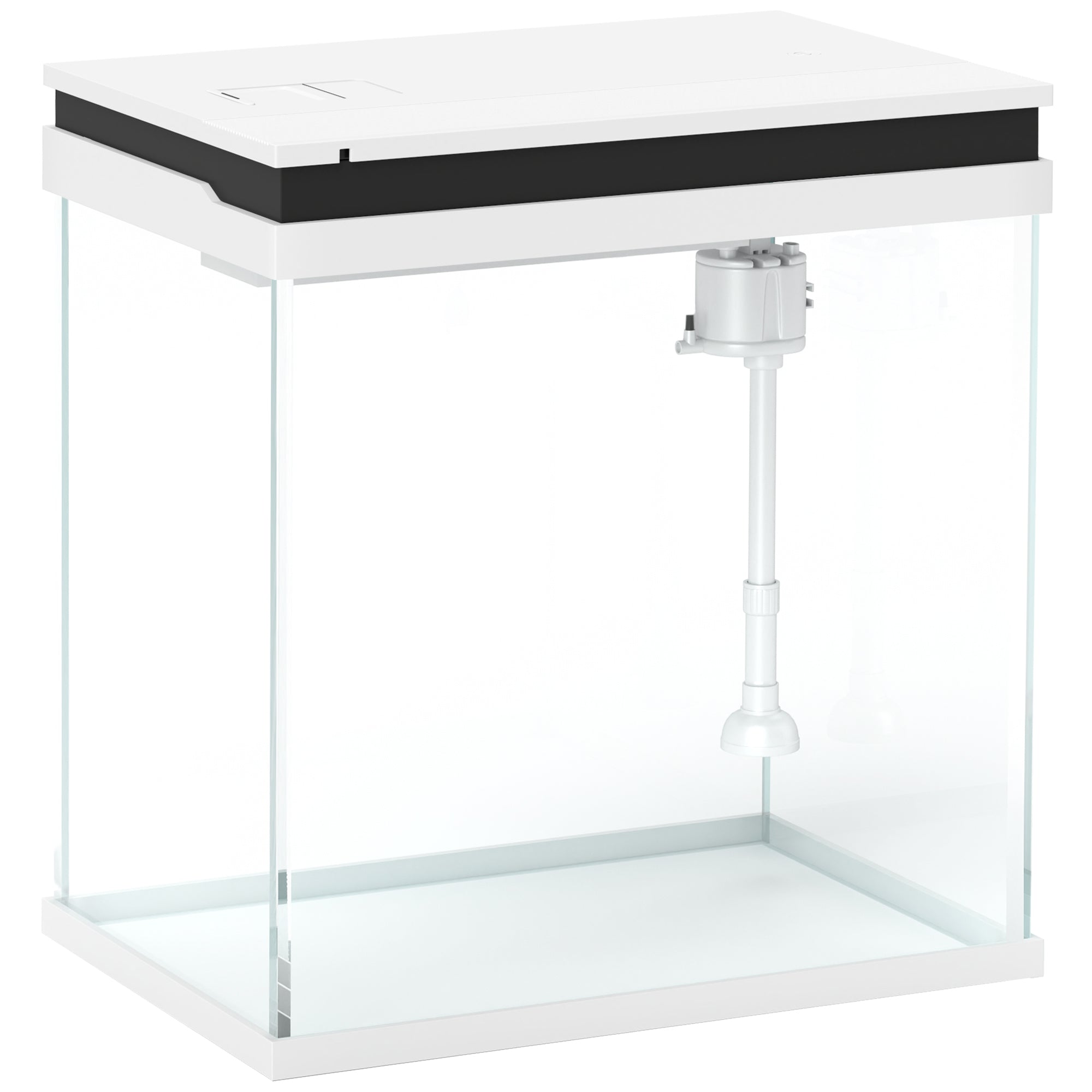 PawHut 14L Glass Fish Tank With Filter System, LED Lights, Water Pump, White