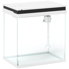 PawHut 14L Glass Fish Tank With Filter System, LED Lights, Water Pump, White