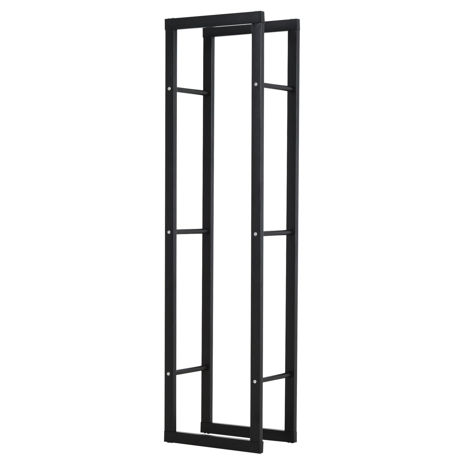 HOMCOM Metal Firewood Log Holder Tall Firewood Rack Indoor Outdoor Fireplace Wood Storage Shelf with Side Rails, Rust-Resistant, Black, 40W x 25D x 150H cm