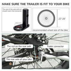 PawHut Steel Dog Bike Trailer Pet Cart Carrier for Bicycle Kit Water Resistant with Hitch Coupler Travel Black and Red