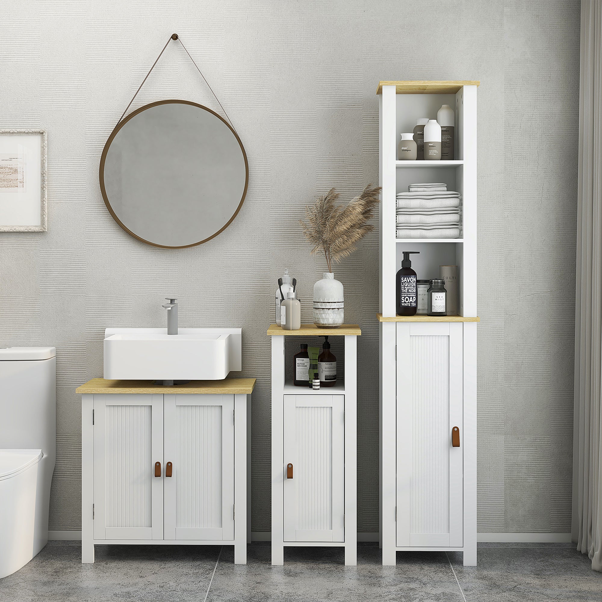 kleankin Slim Bathroom Storage Cabinet - White
