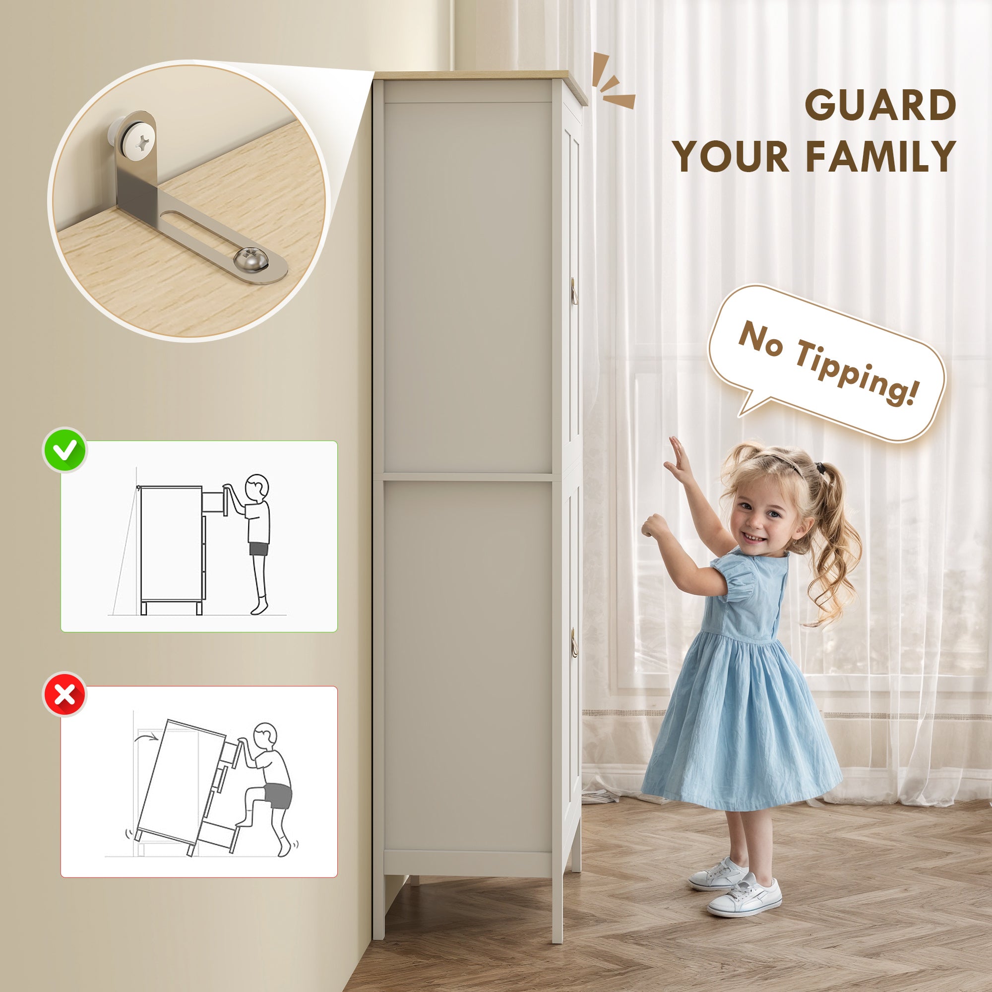 HOMCOM 176.5 cm Tall Pantry Cupboard with Motion Sensor LED Light - White