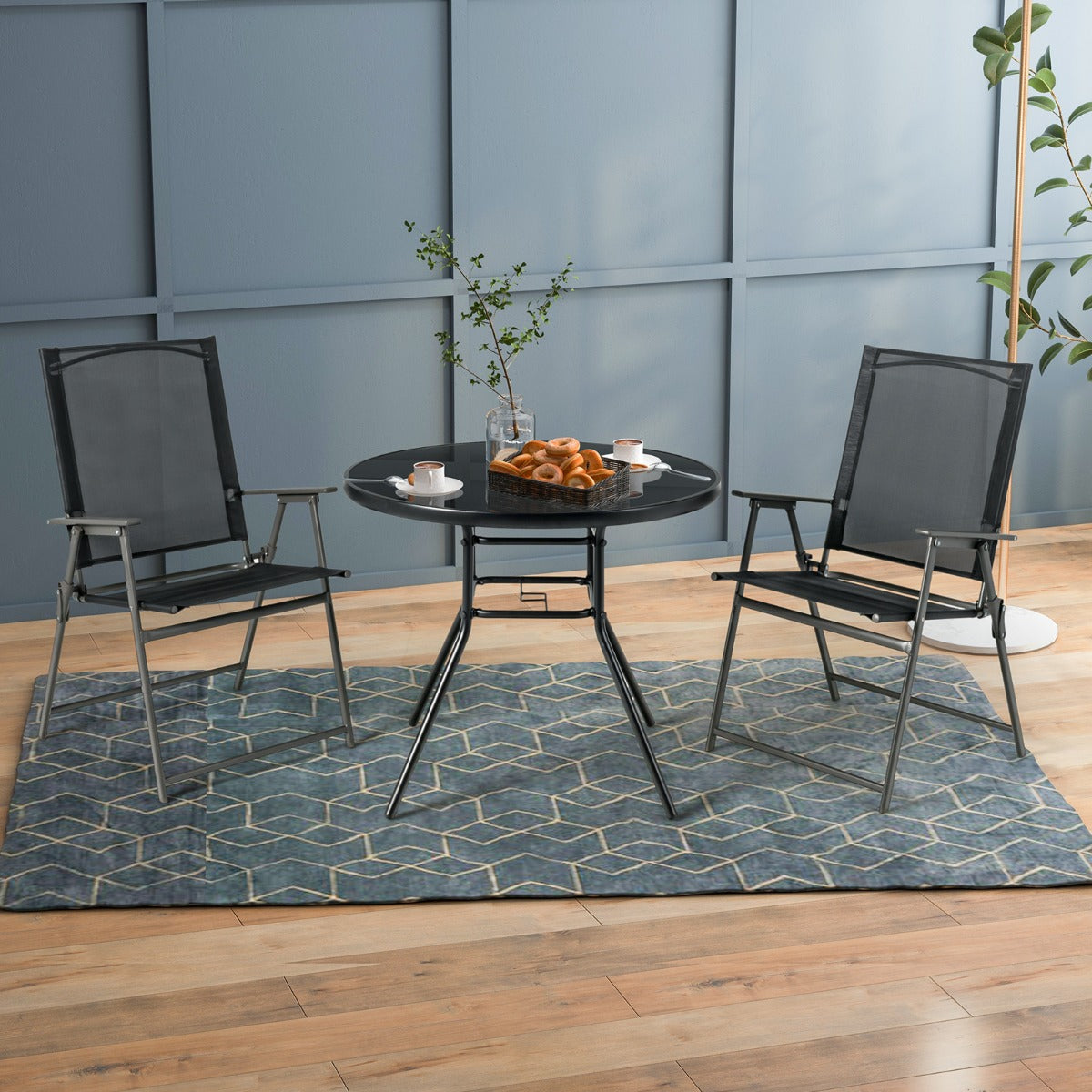 86 cm Patio Dining Table with 3.5 cm Umbrella Hole