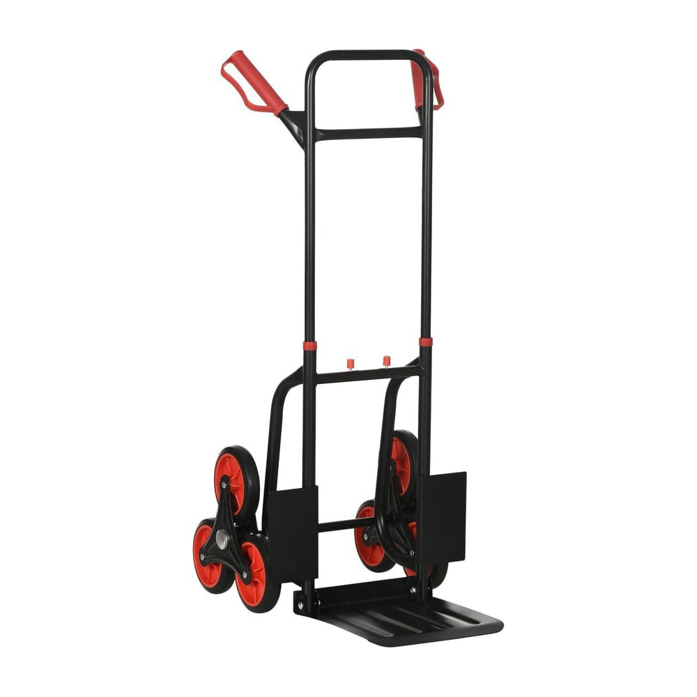 DURHAND Steel Folding Hand Truck, Heavy Duty Foldable Trolley on Wheels, Multi-Purpose Sack Truck Moving Trolley, 120kg, Red
