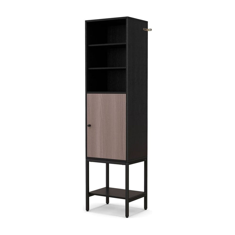 Tall Storage Cabinet with Adjustable Shelf and Bottom Storage-Black