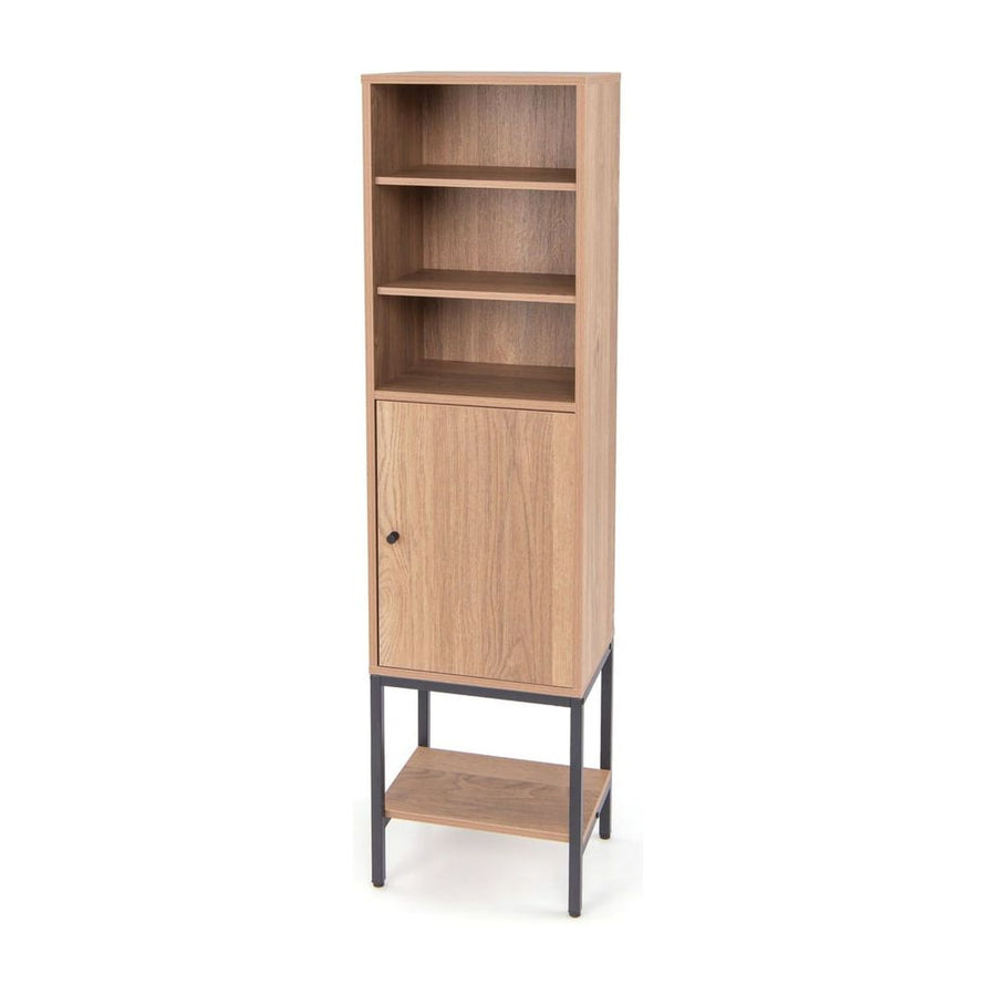 Tall Storage Cabinet with Adjustable Shelf and Bottom Storage-Natural