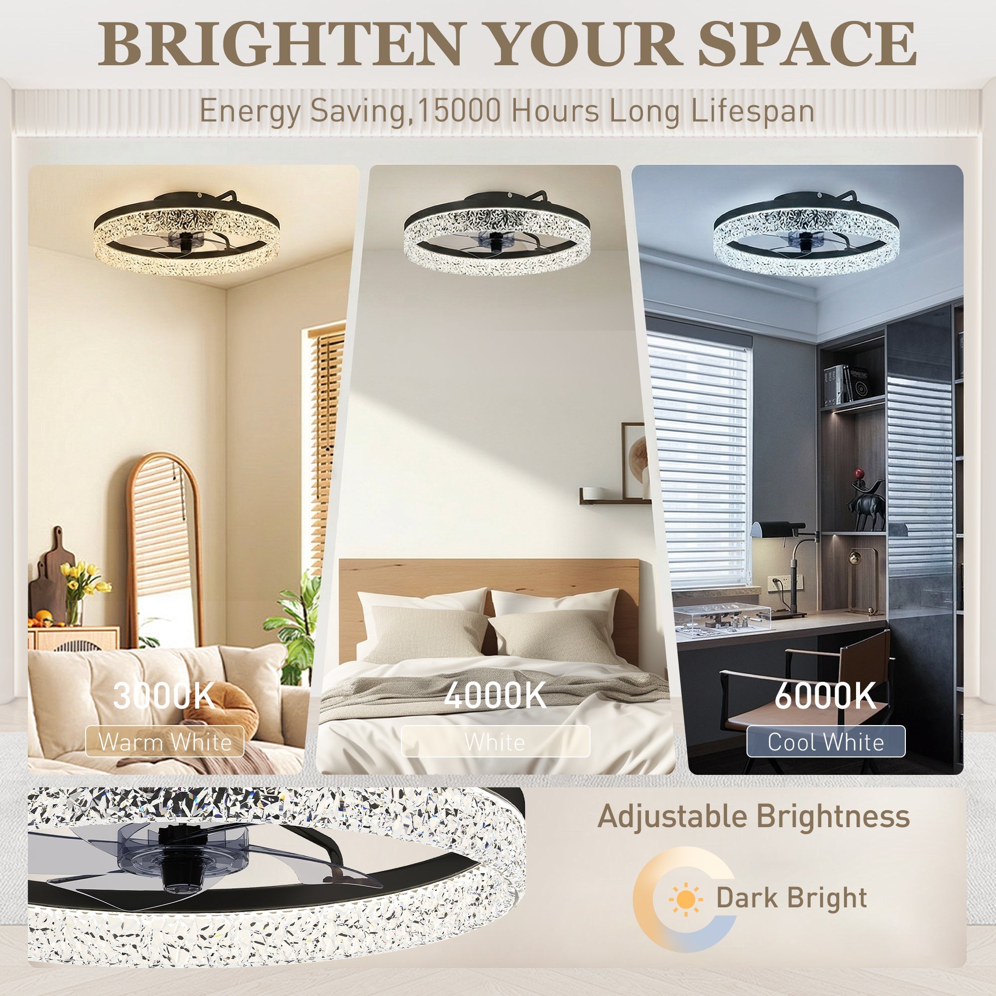 HOMCOM Ceiling Fan with Lights, Dimmable LED Mount Ceiling Fan Light with Remote App Control for Bedroom, Black