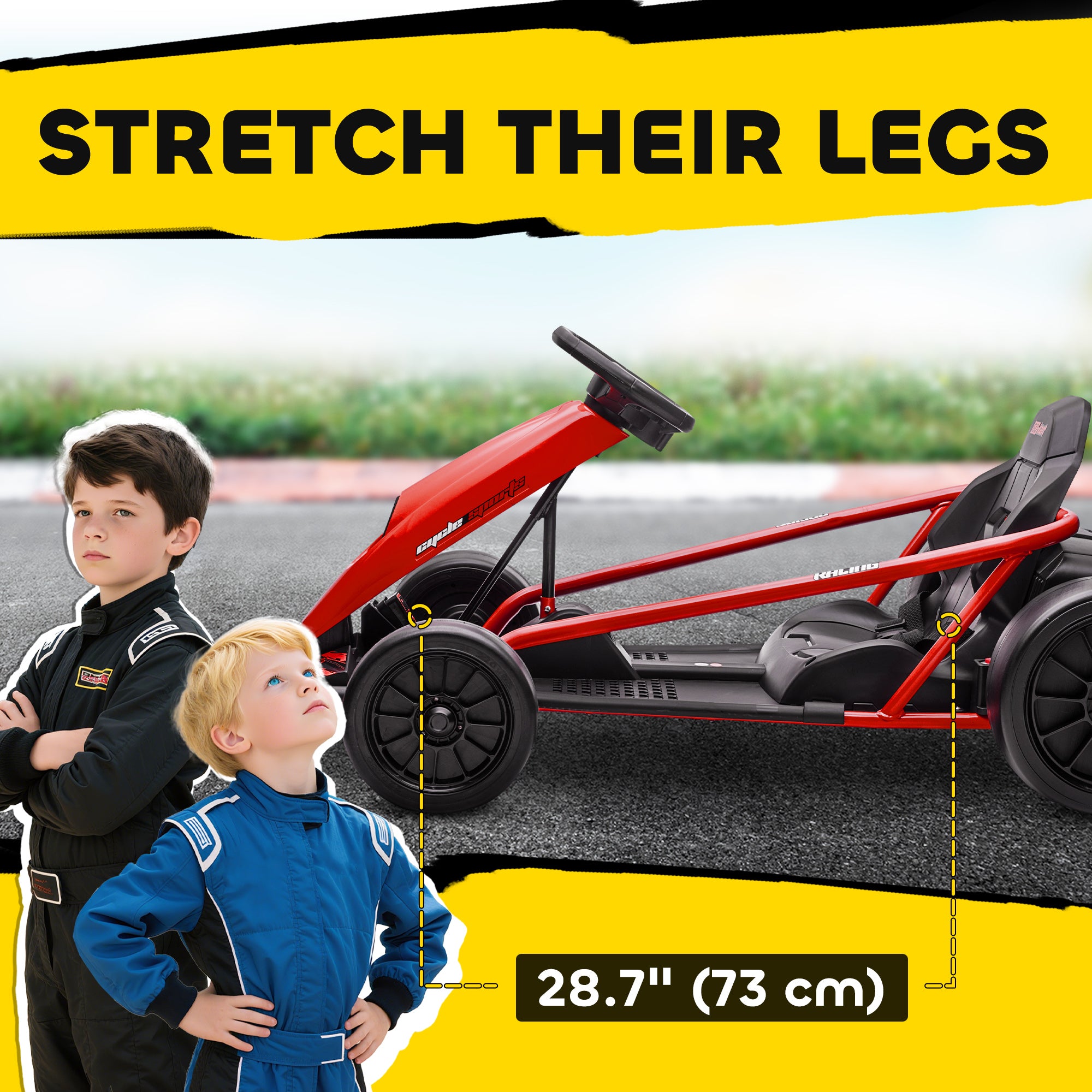 HOMCOM 24V Electric Go Kart for Kids, Drift Ride-On Racing Go Kart with 2 Speeds, for Boys Girls Aged 8-12 Years Old, Red