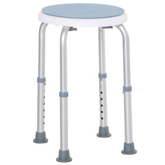 HOMCOM 360° Swivel Shower Chair, Height Adjustable Aluminium Shower Stool with Non-Slip Feet for Disabled, Elderly, Light Blue