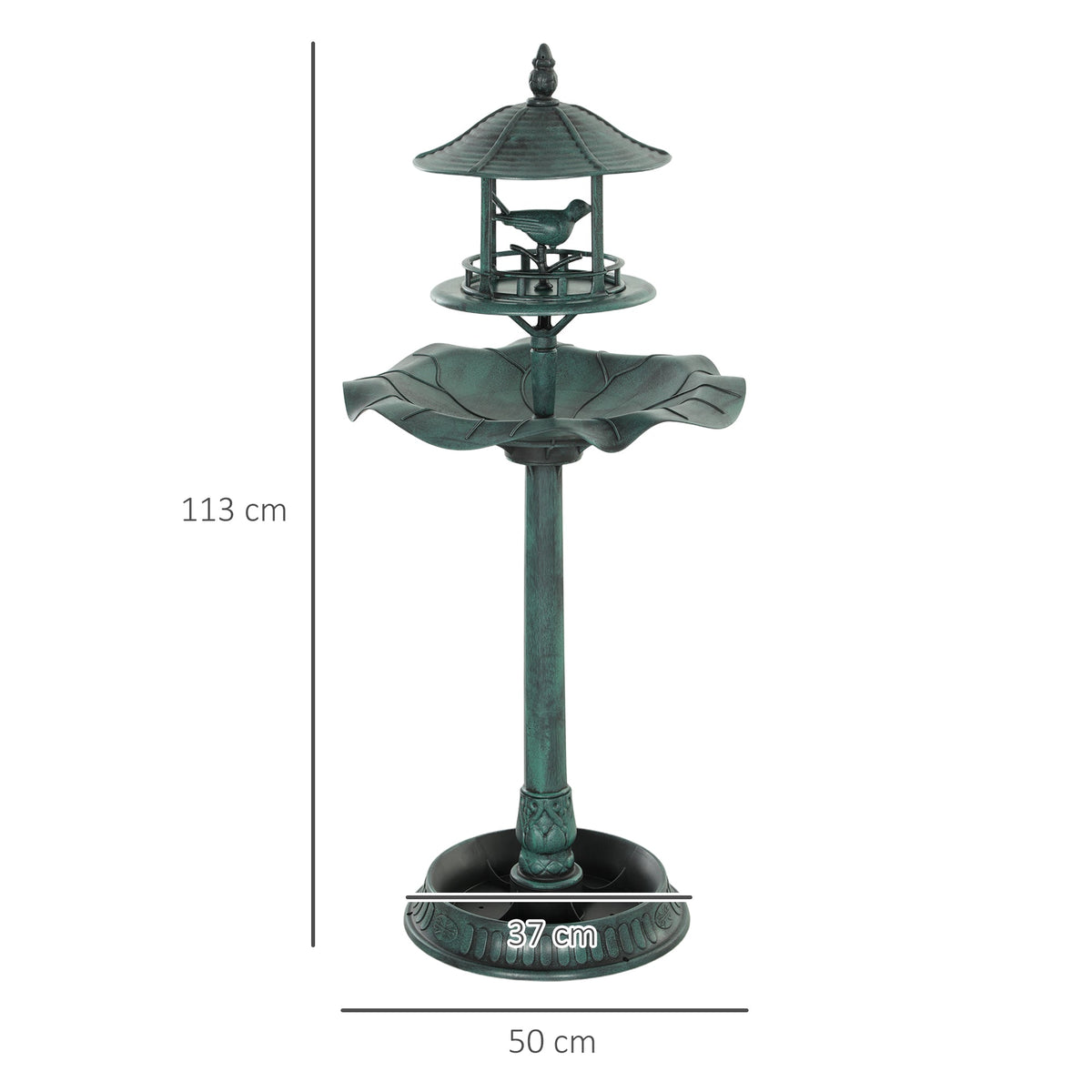 Outsunny 3-in-1 Garden Bird Bath, Freestanding Birdbath with Large Water Basin, Underneath Flower Planter, _50 x 113 cm