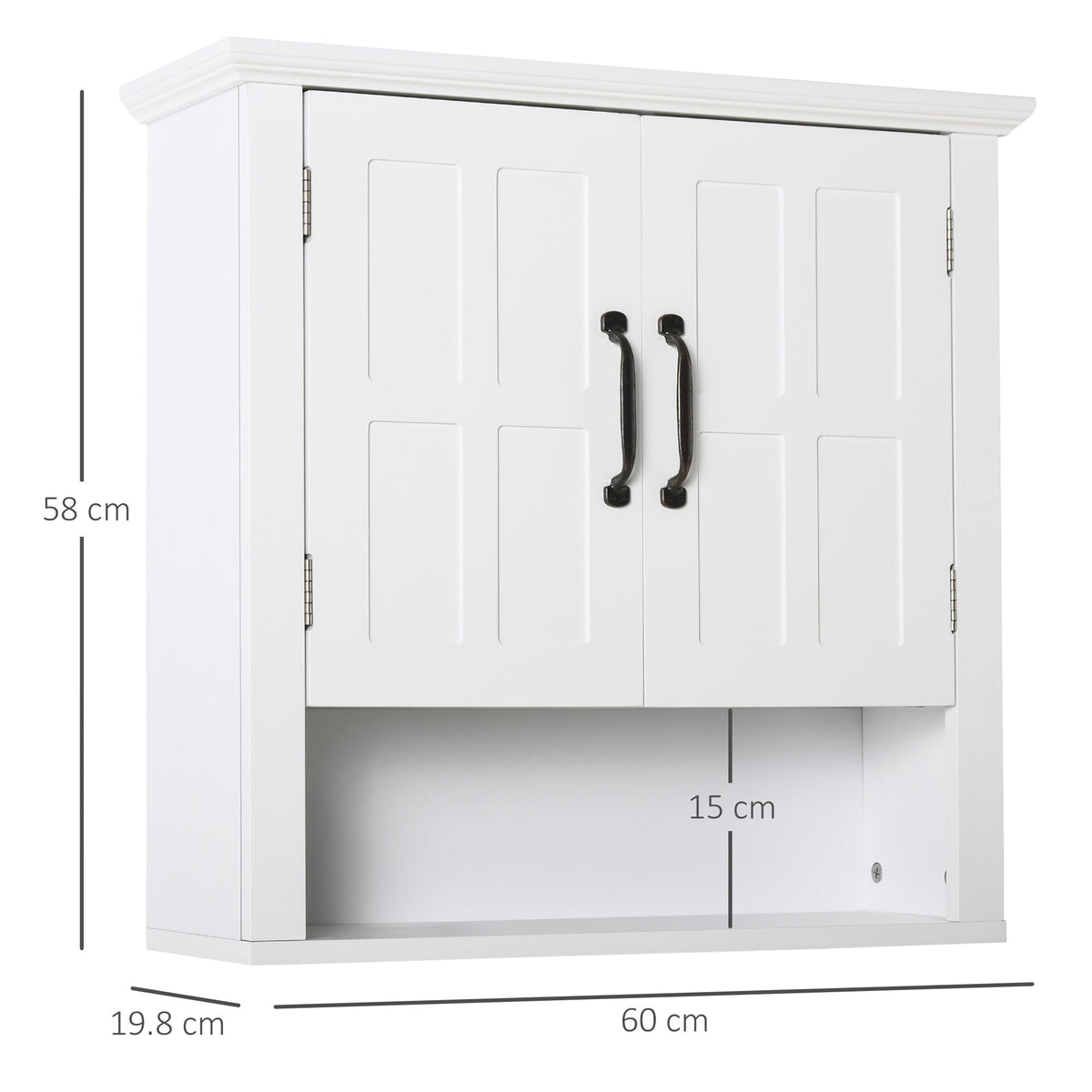 HOMCOM Bathroom Wall Cabinet, Medicine Cabinet, Kitchen Cupboard with 2 Doors and Adjustable Shelf, White