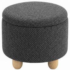 HOMCOM Storage Sitting Bench with Lid, Round Storage Ottoman with Rubberwood Legs, Dark Grey