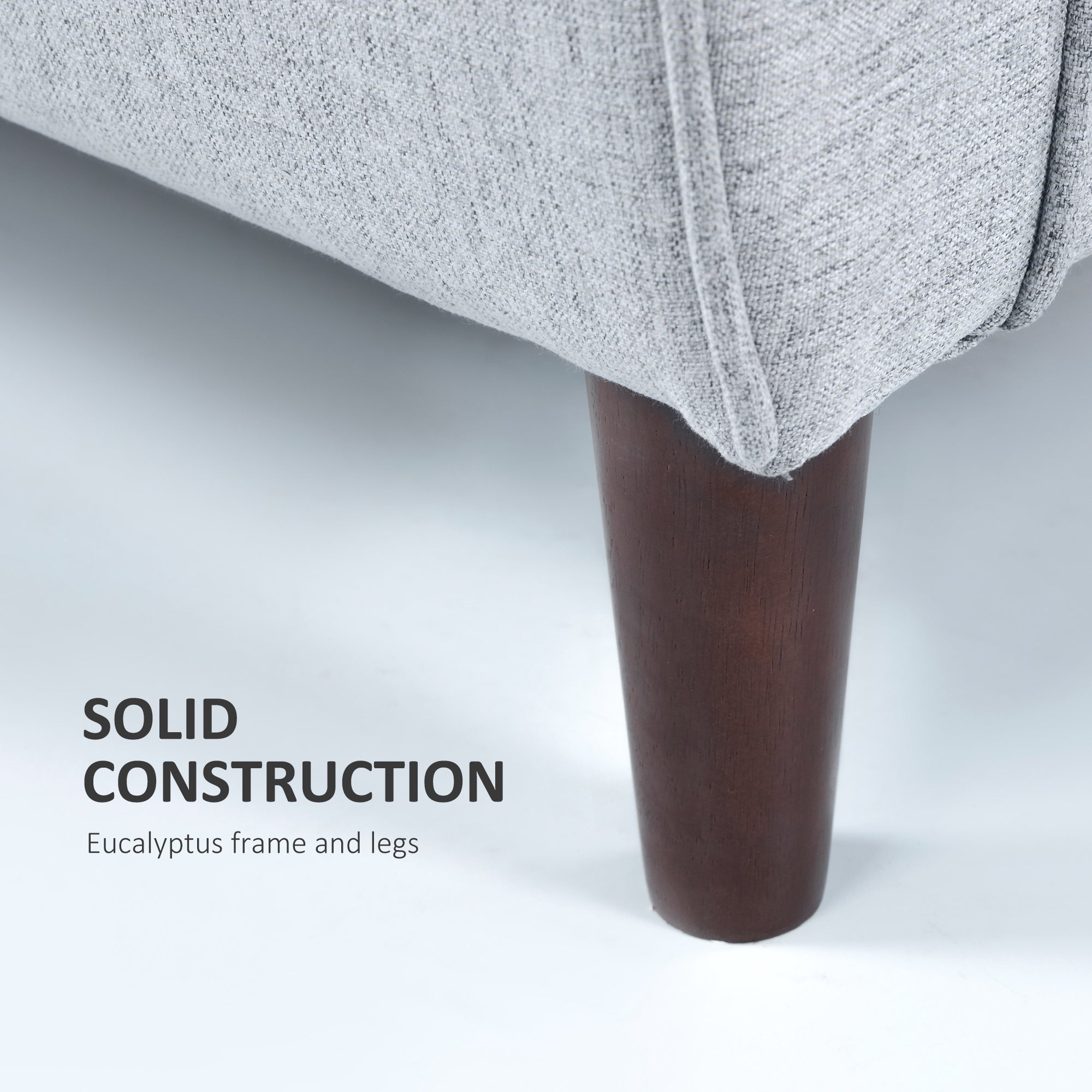 HOMCOM 2 Seater Sofa with Spring Cushion, Fabric Sofa with Wooden Legs, Modern Love Seat for Living Room, 140cm Width Tufted Couch for Bedroom, Light Grey