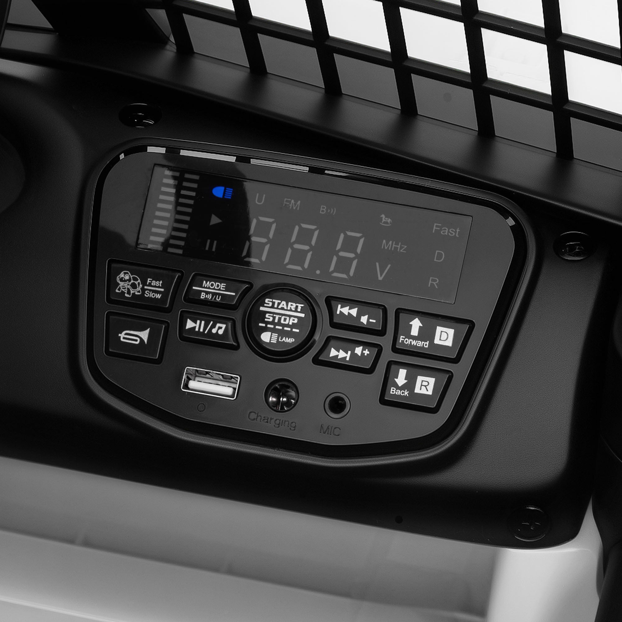 AIYAPLAY 12V Battery Powered Kids Ride-On Car, Electric Truck w/ Spring Suspension, Remote, Music, Horn, Lights, White