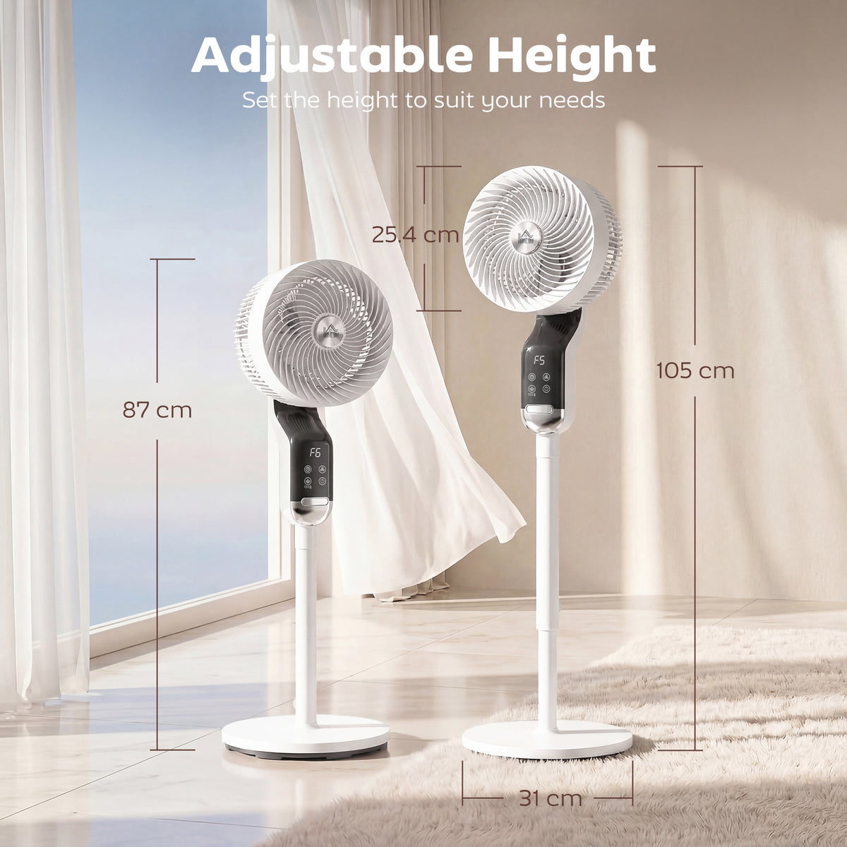 HOMCOM 20 dB Silent Standing Fan, 41in Pedestal Fan with Remote, Oscillating, 8 Speeds, Adjustable Height, 12H Timer