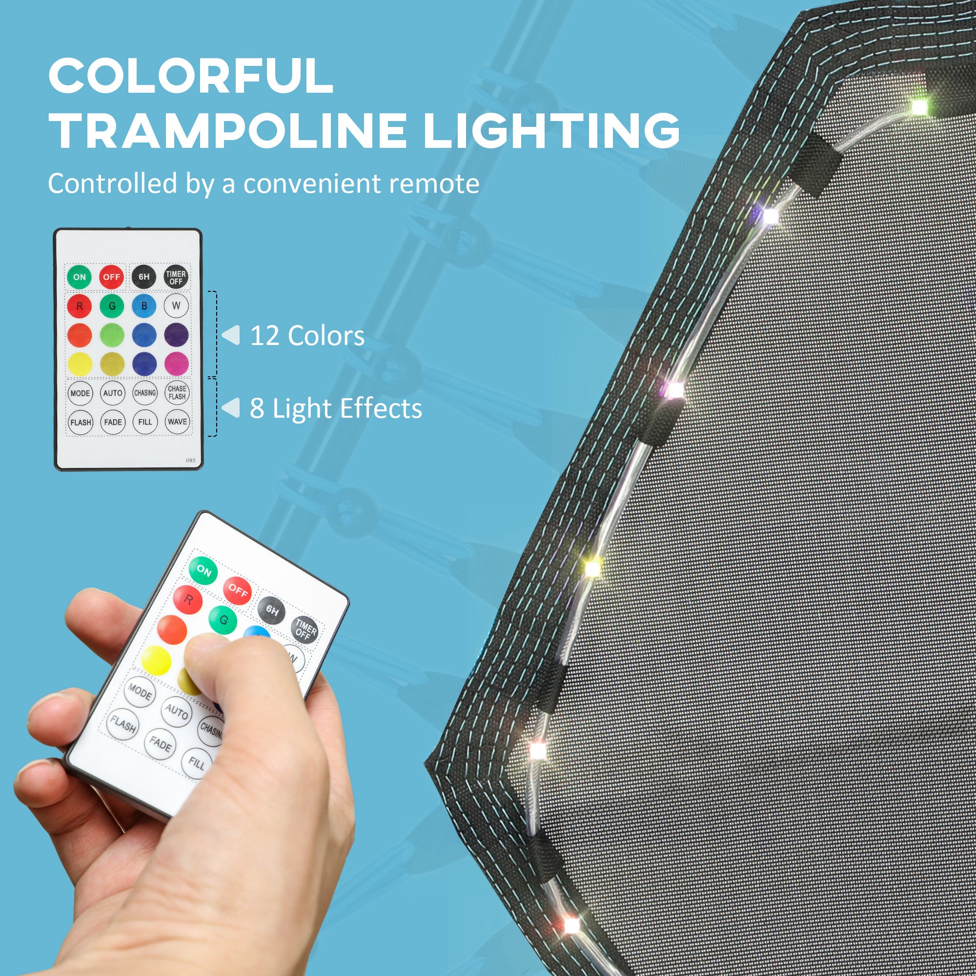 SPORTNOW 45" Rebounder Trampoline for Adults, Quiet Bungee Rebounder with LED Lights and Adjustable Handle, Blue