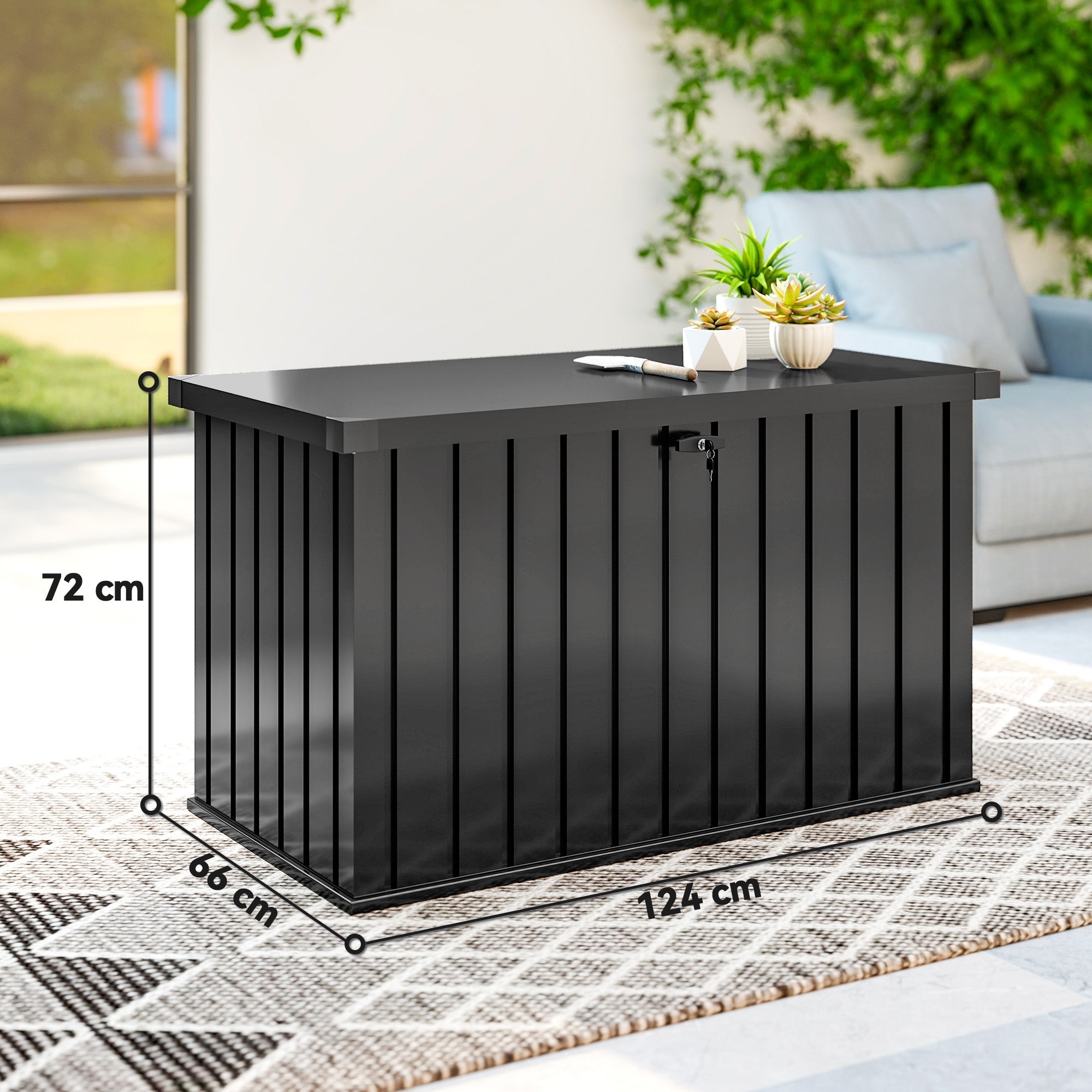 Outsunny 400L Galvanised Steel Garden Storage Box, Black