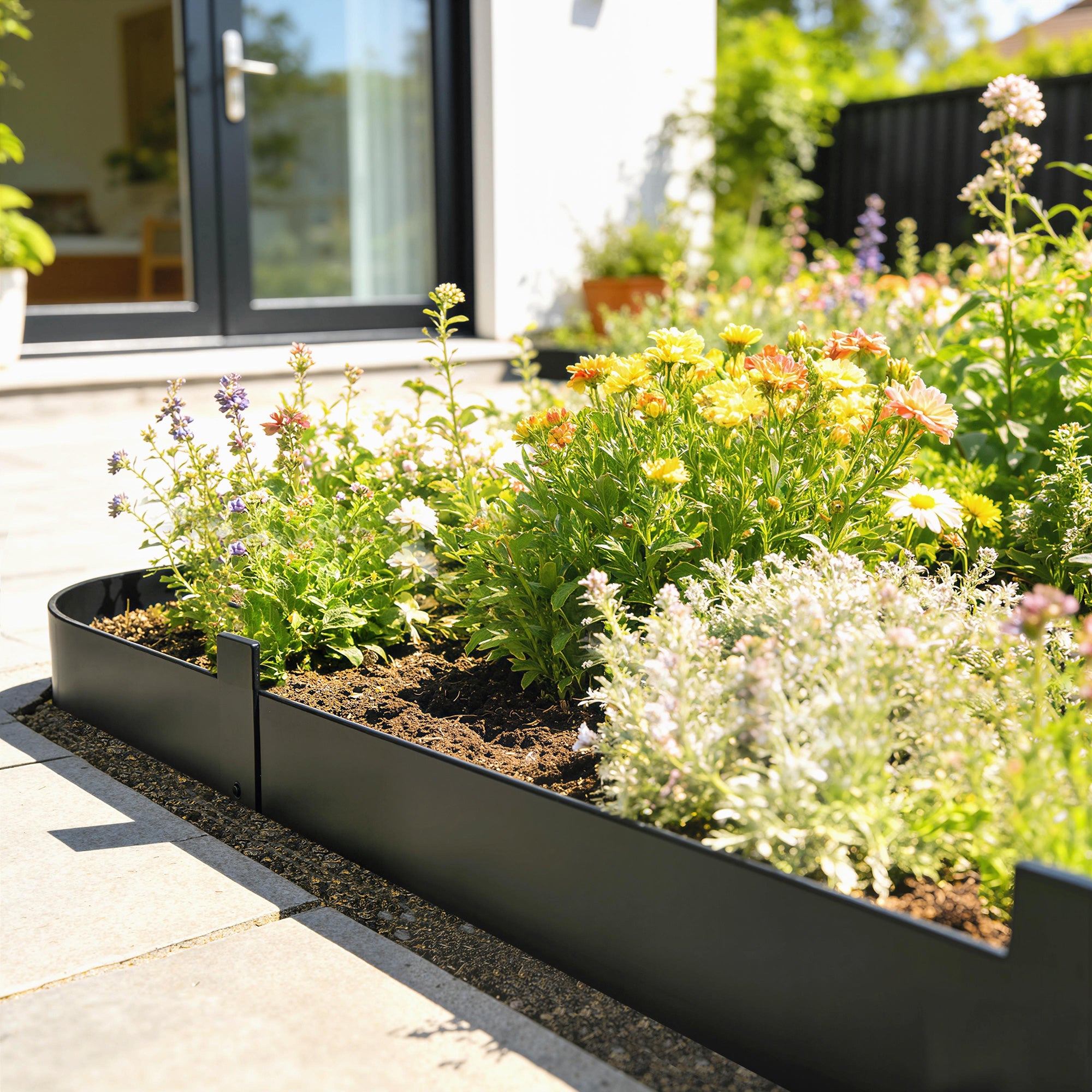 Outsunny 5pcs Garden Fence, Metal Picket Fence Panels, 115x15cm, Black