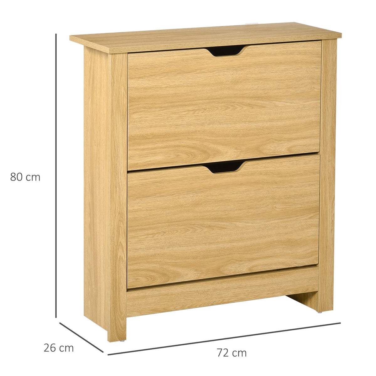 HOMCOM Narrow Shoe Cabinet, Space Saving Shoe Storage Cabinet with 2 Flip Drawers and Adjustable Shelves for 6-12 Pairs of Shoes for Hallways and Living Room, Natural Wood Finish