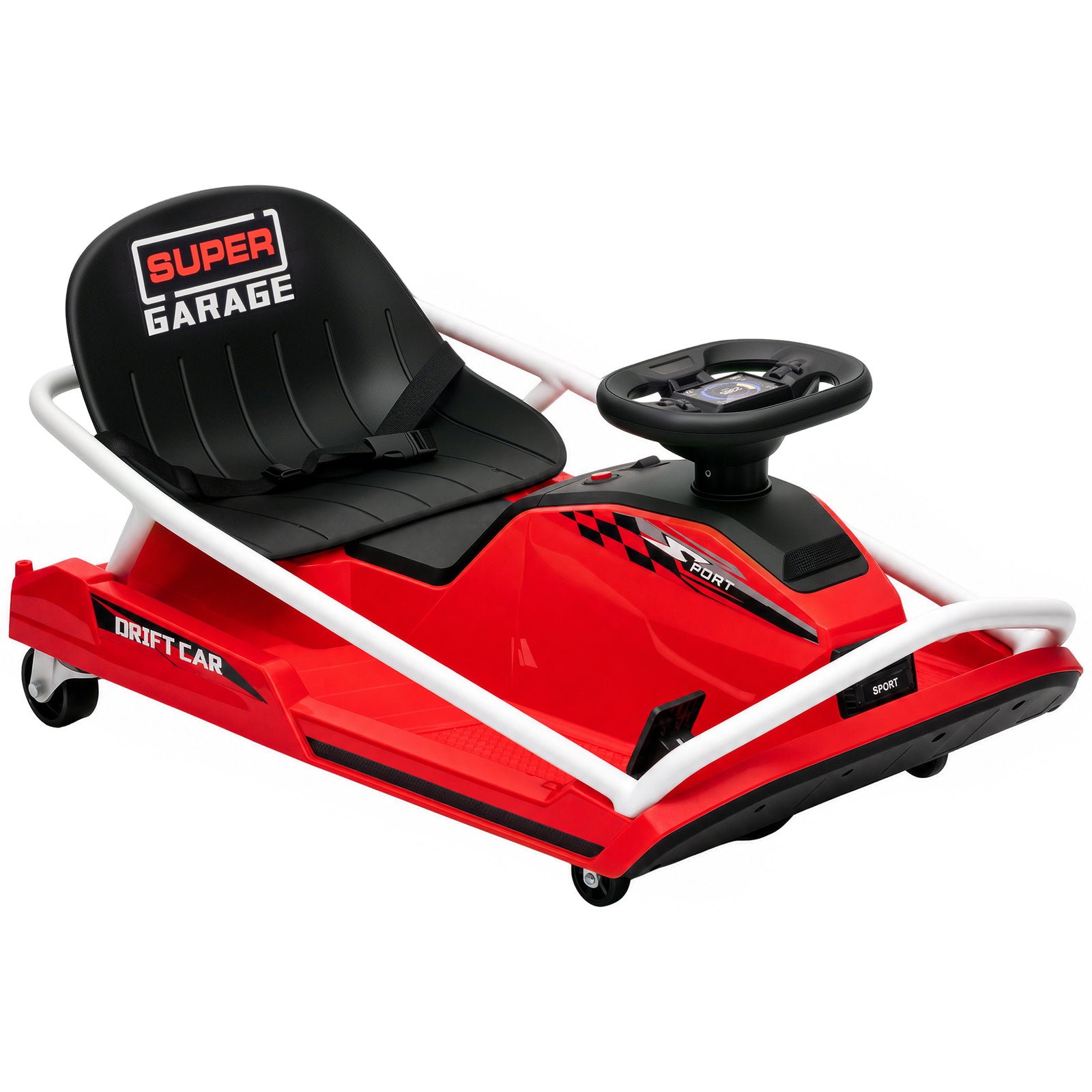 AIYAPLAY 24V Electric Go Kart for Kids with Drift Mode, 300W Brushless Motor, Soft Start and Dual Speed for Ages 6-10, Red