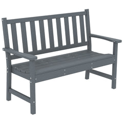 Outsunny 2 Seater Plastic Garden Bench, Outdoor Patio Bench with Armrest and Backrest, Weatherproof Outdoor Furniture for Balcony