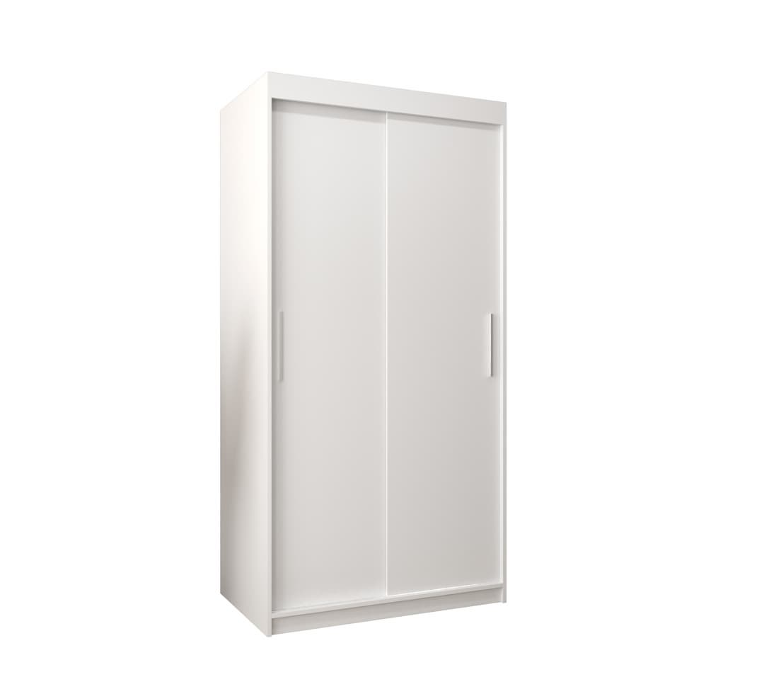 White sliding door wardrobe, shown against a white background