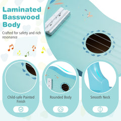 Toy Ukulele with Laminated Basswood Body and 4 Tunable Nylon Strings