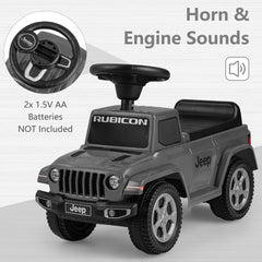 Licensed Jeep Ride On Push Car with Steering Wheel and Engine Sound for Ages 18-36 Months-Grey