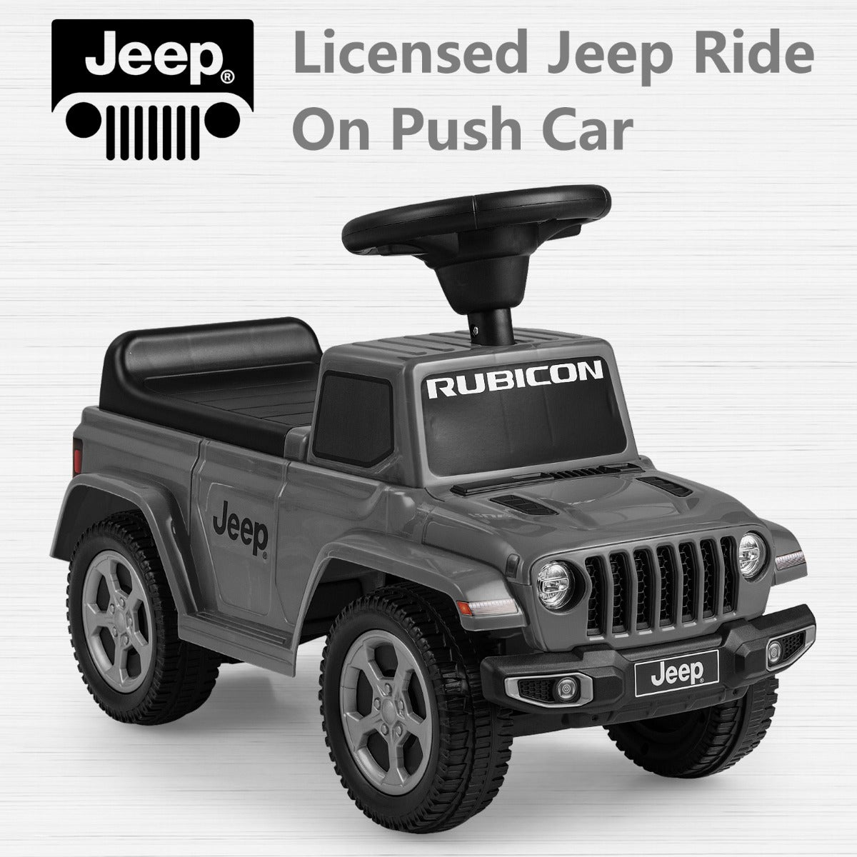 Licensed Jeep Ride On Push Car with Steering Wheel and Engine Sound for Ages 18-36 Months-Grey