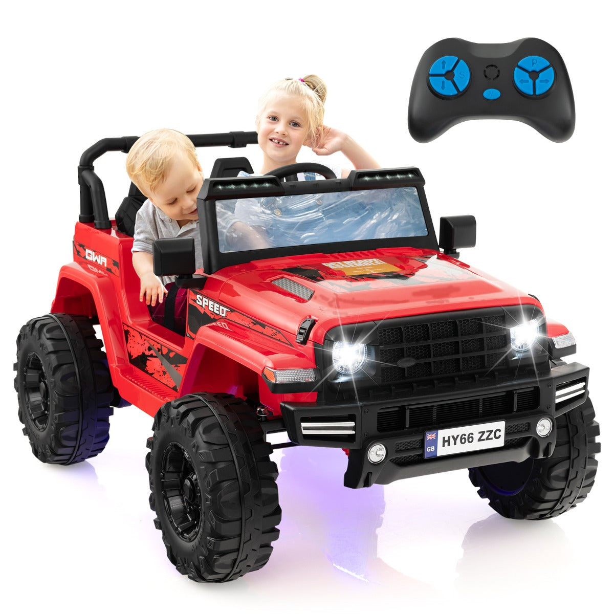2-Seater Ride-on Car with Parent Remote Control-Red