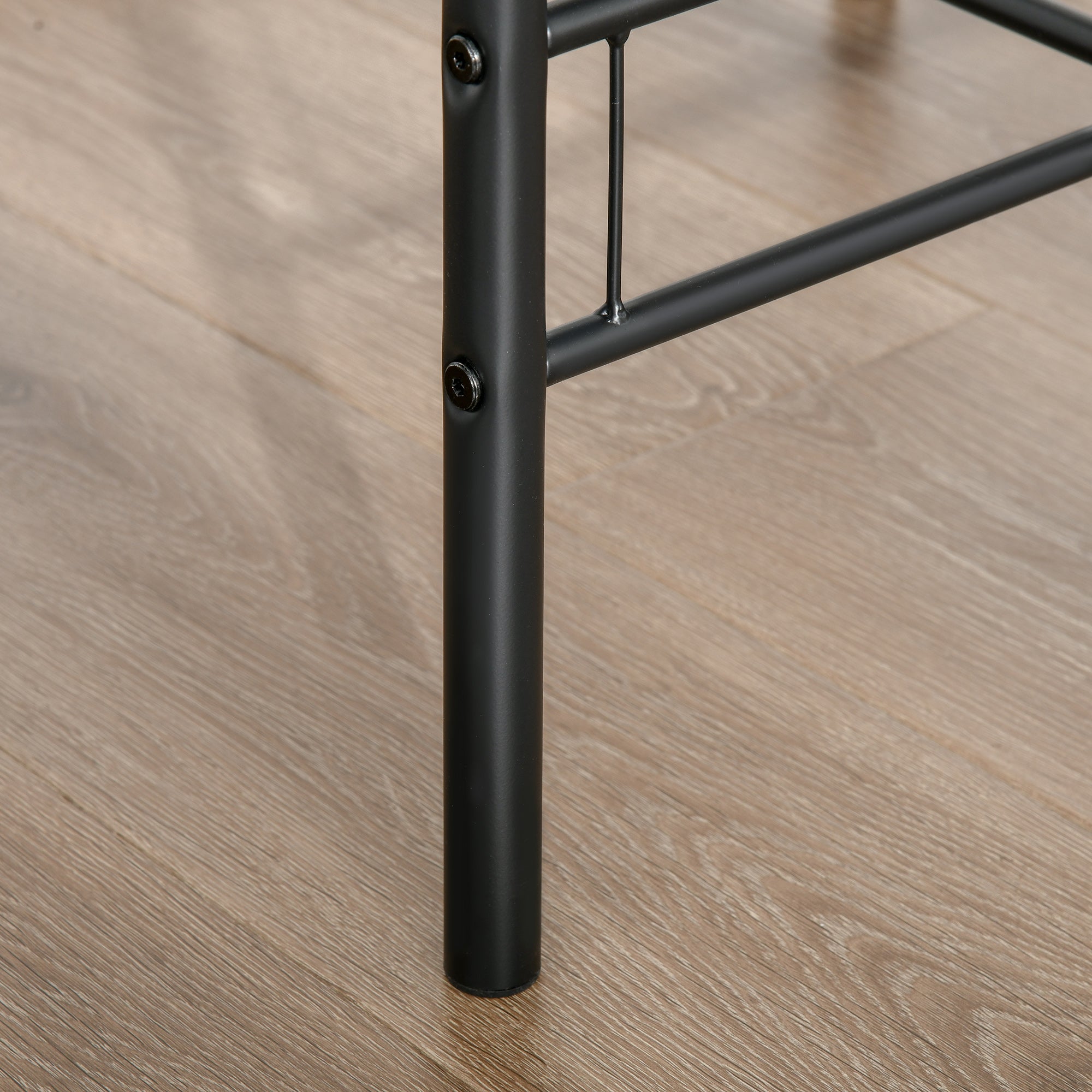 HOMCOM 3-Piece Dining Table Set , Metal Frame Wood Top Breakfast Bar Table Set for 2, Dining Table w/Storage Shelf & 2 chairs