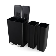 Trash Can with 2 Deodorizer Compartments and Soft Close Lids-Black