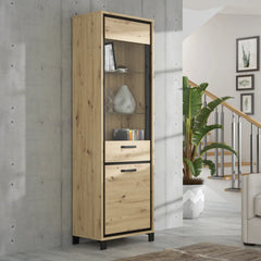 Trondheim Tall Display Cabinet 64cm in Oak Artisan
